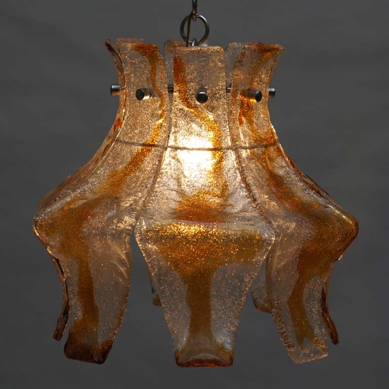 Murano Blown Amber Glass Chandelier For Sale 1