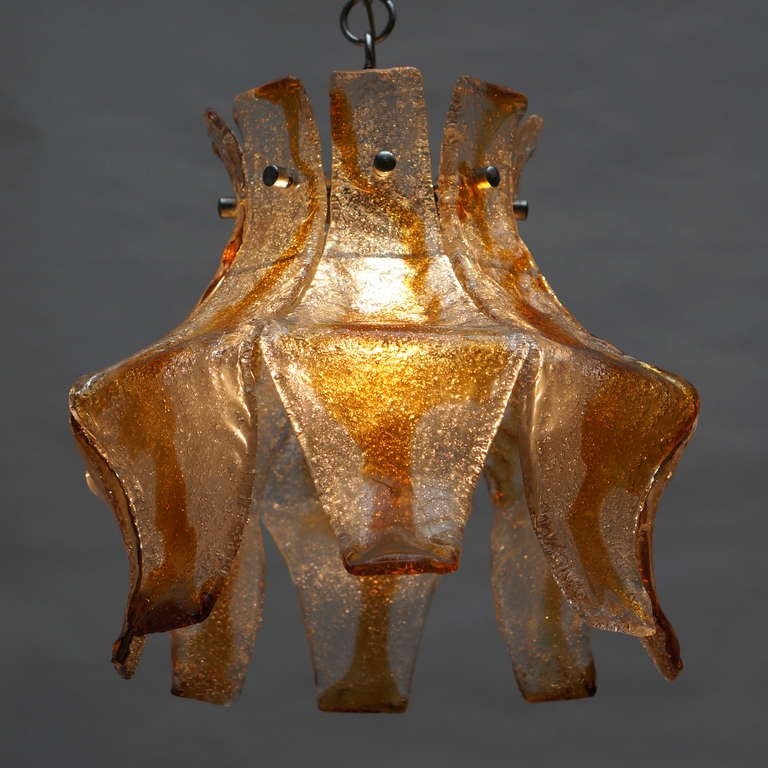 Murano Blown Amber Glass Chandelier For Sale 2