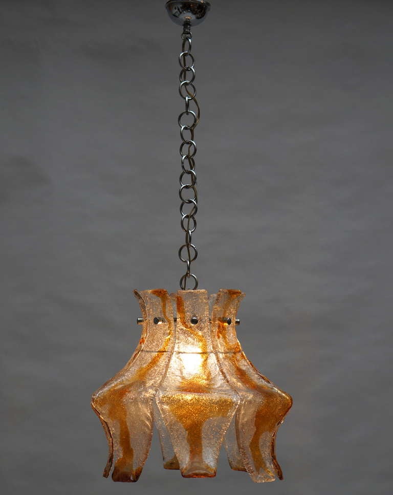 Murano Blown Amber Glass Chandelier For Sale 3