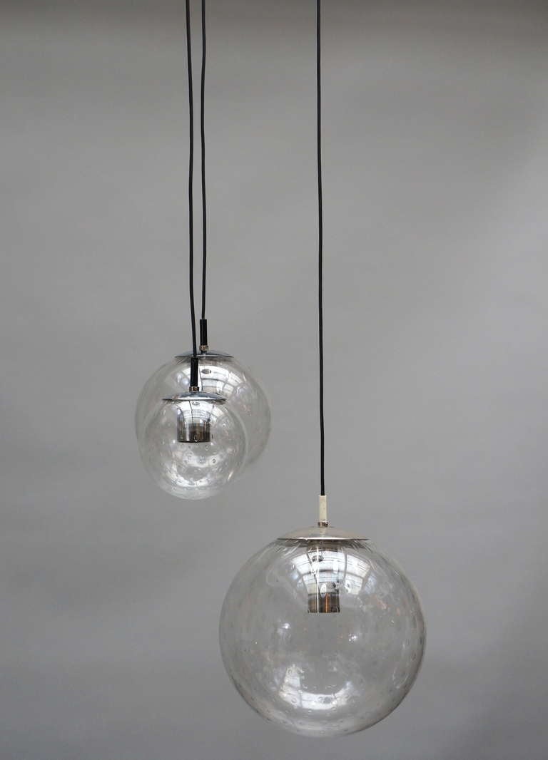 Mid-Century Modern RAAK Three-Globe Chandelier For Sale