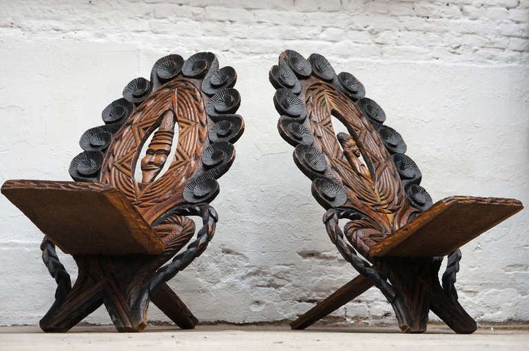 20th Century Set of Three Chairs from Congo For Sale