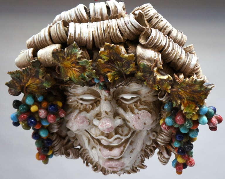 Mid-20th Century Ceramic Relief of Bacchus by Paolo Marioni Italy