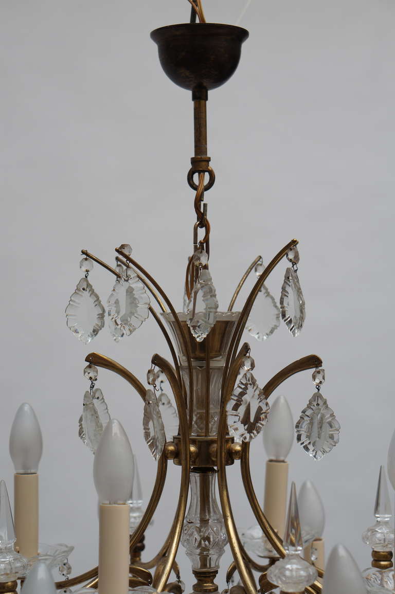 Italian Brass and Crystal Chandelier 3