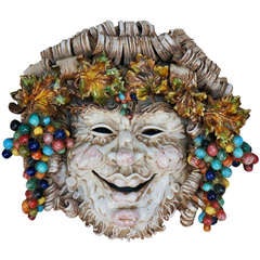 Keramikrelief des Bacchus von Paolo Marioni Italien