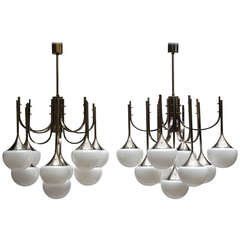 Elegant Pair of Murano Glass Chandeliers