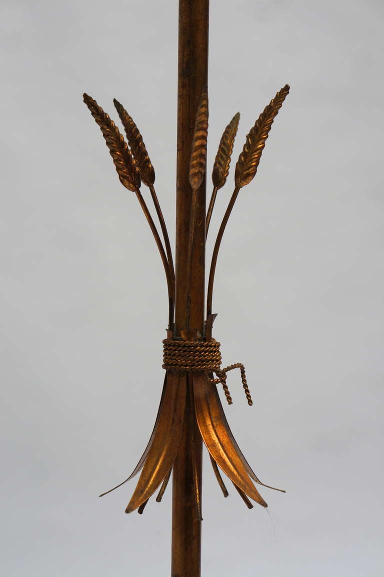 20th Century Rare Gilt Metal Sheaf of Wheat Floor Lamp by Hans Kogl For Sale