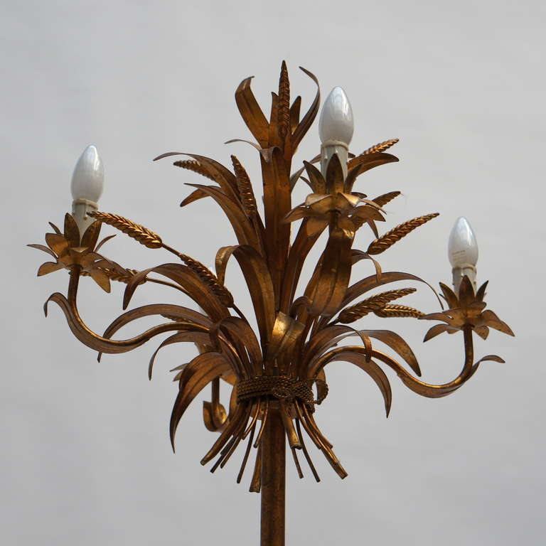 Rare Gilt Metal Sheaf of Wheat Floor Lamp by Hans Kogl In Good Condition For Sale In Antwerp, BE