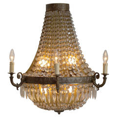 Set of Four Huge French Bronze and Crystal Wall Sconces, circa 1960 1