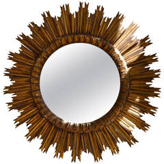 Italian 1930s Soleil Sunburst Giltwood Wall Mirror 11