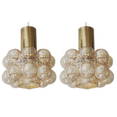 Pair of Bubble Glass Pendant Lights by Helena Tynell