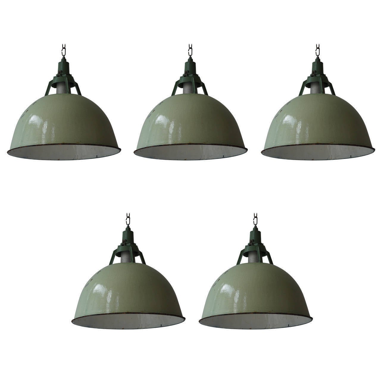 Set of Five Industrial Lights For Sale at 1stdibs