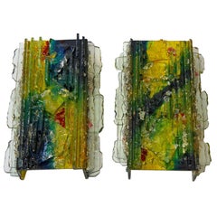 Two RAAK "Chartres" Multicolored Glass Shard Sconces