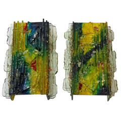 Two Raak "Chartres" Multi-colored Glass Shard Sconces 4
