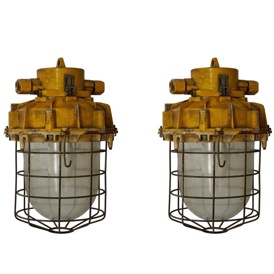 Set of Four Large Industrial Lights