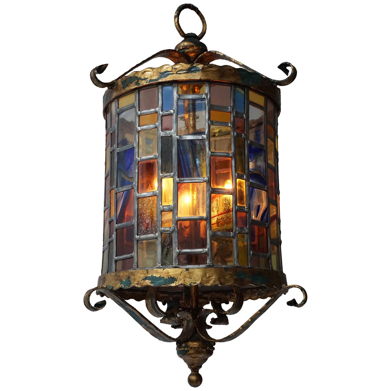 Large Monumental Stained Glass Lantern