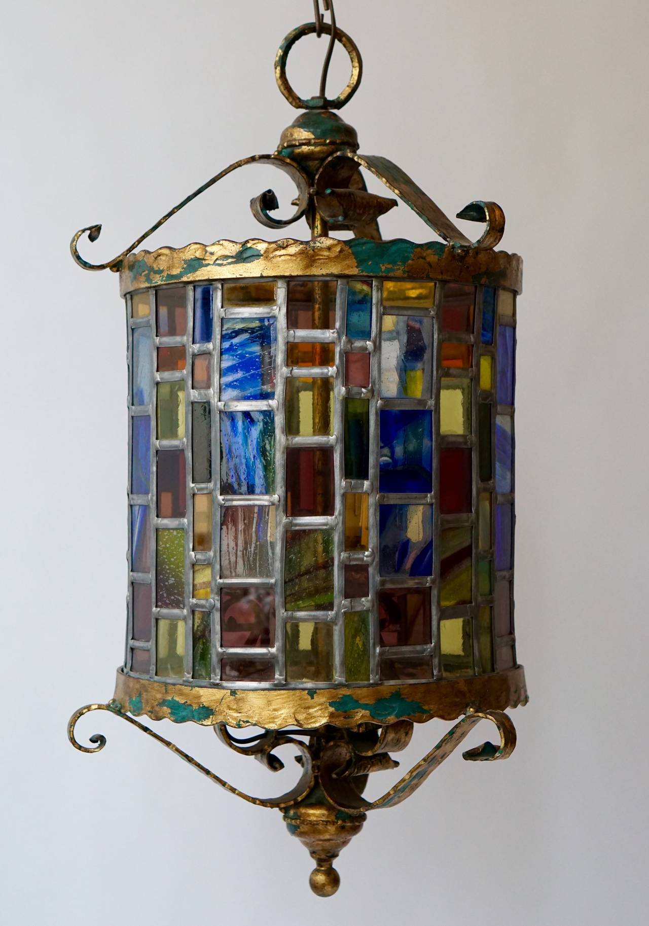 Large Monumental Stained Glass Lantern at 1stDibs