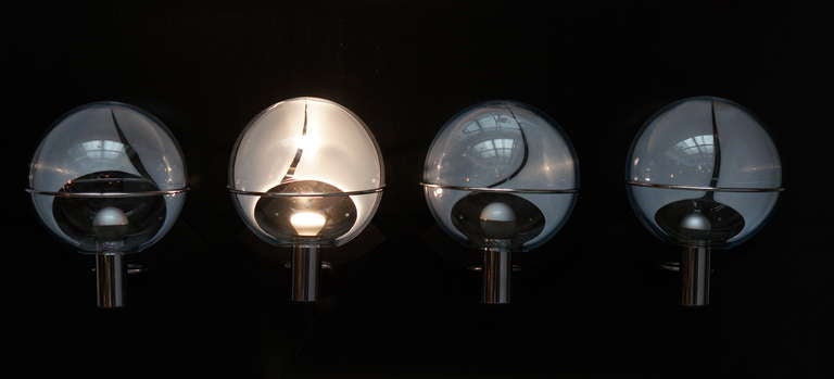 Metal Four Murano Wall Lamps by Toni Zuccheri For Sale