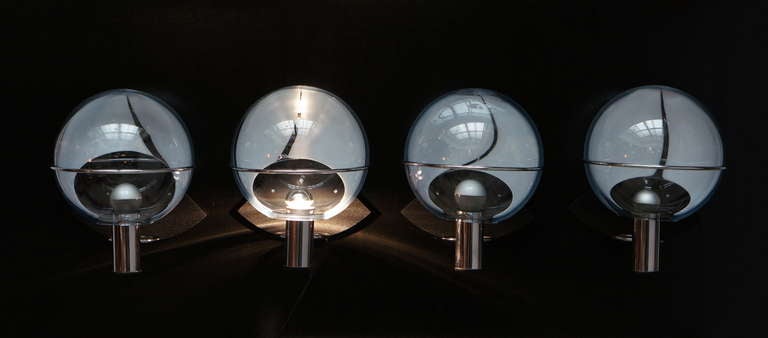 Metal Four Murano Wall Lamps by Toni Zuccheri For Sale