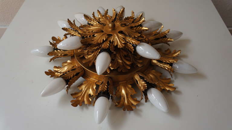 Brass Wall Light or Flush Mount in the Style of Maison Jansen, Charles Bagues
