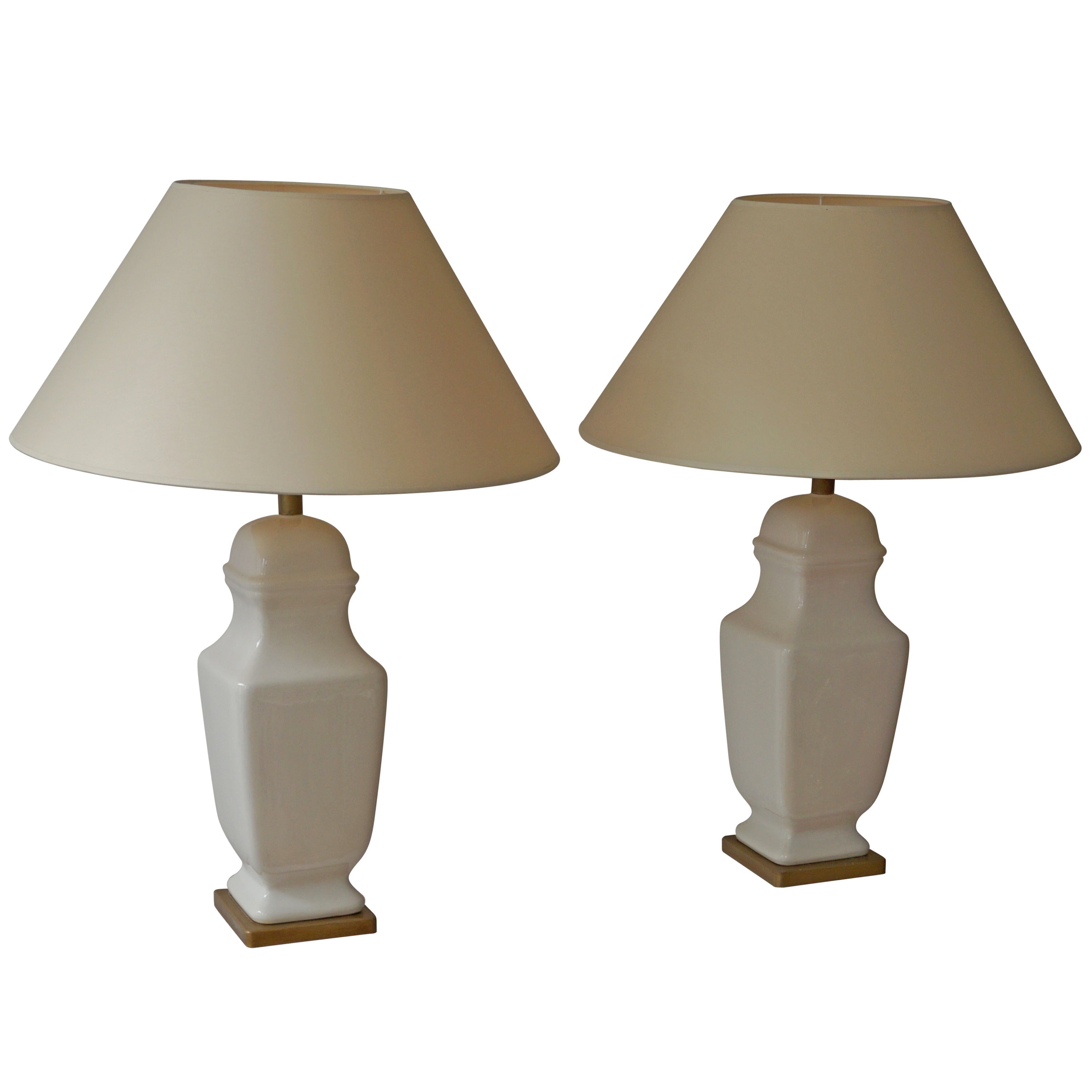 Two White Ceramic Table Lights