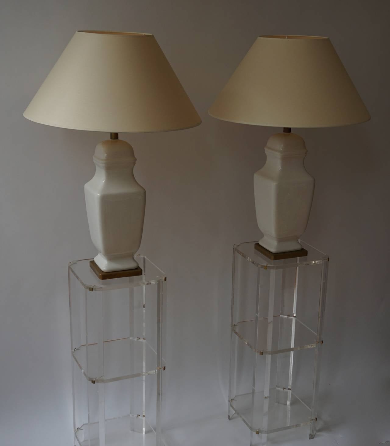 French Two Ceramic Table Lights For Sale