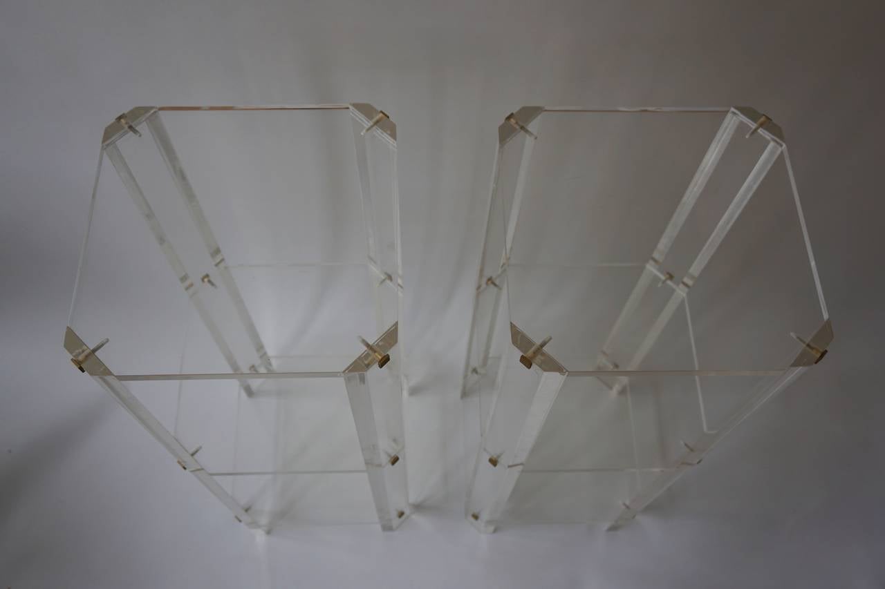Mid-Century Modern Pair of Lucite Etagere Tables