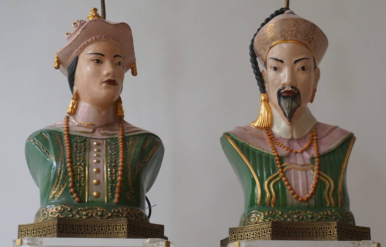 20th Century Pair of Italian Chinoiserie Decorative Table Lamps