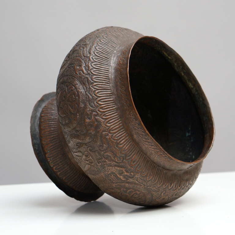 Kazakhstani Unique and Beautiful Hammered and Chiseled Copper Vase