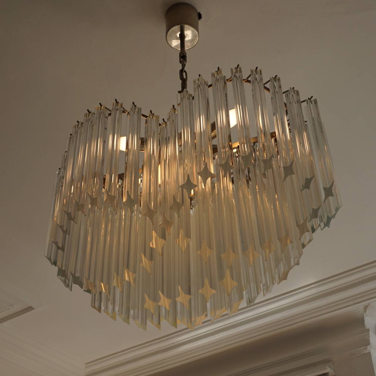 Cut Crystal Triedre Camer Venini Chandelier In Excellent Condition In Antwerp, BE