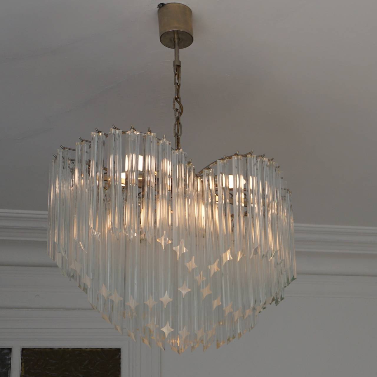 Italian Cut Crystal Triedre Camer Venini Chandelier