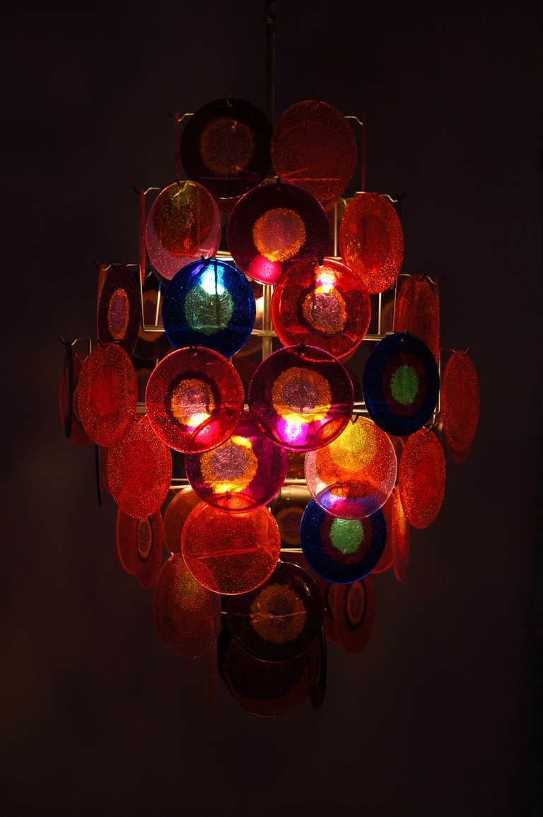 Mid-Century Modern Large Chandelier with 64 Discs