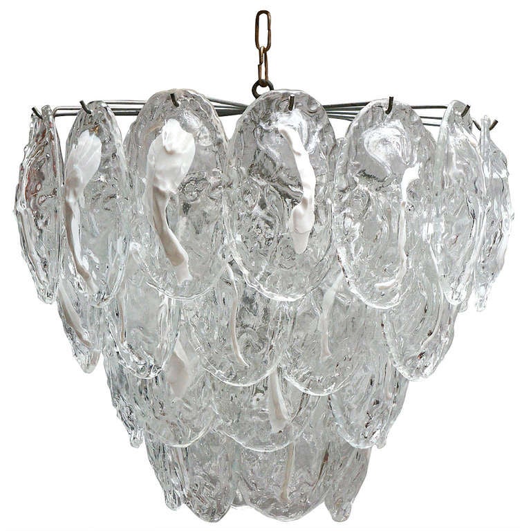 Large Murano Chandelier with 40 Glass Leaves