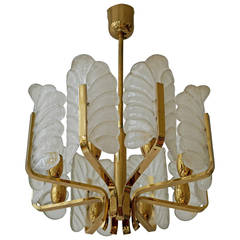 Two Glass and Brass Chandeliers 3