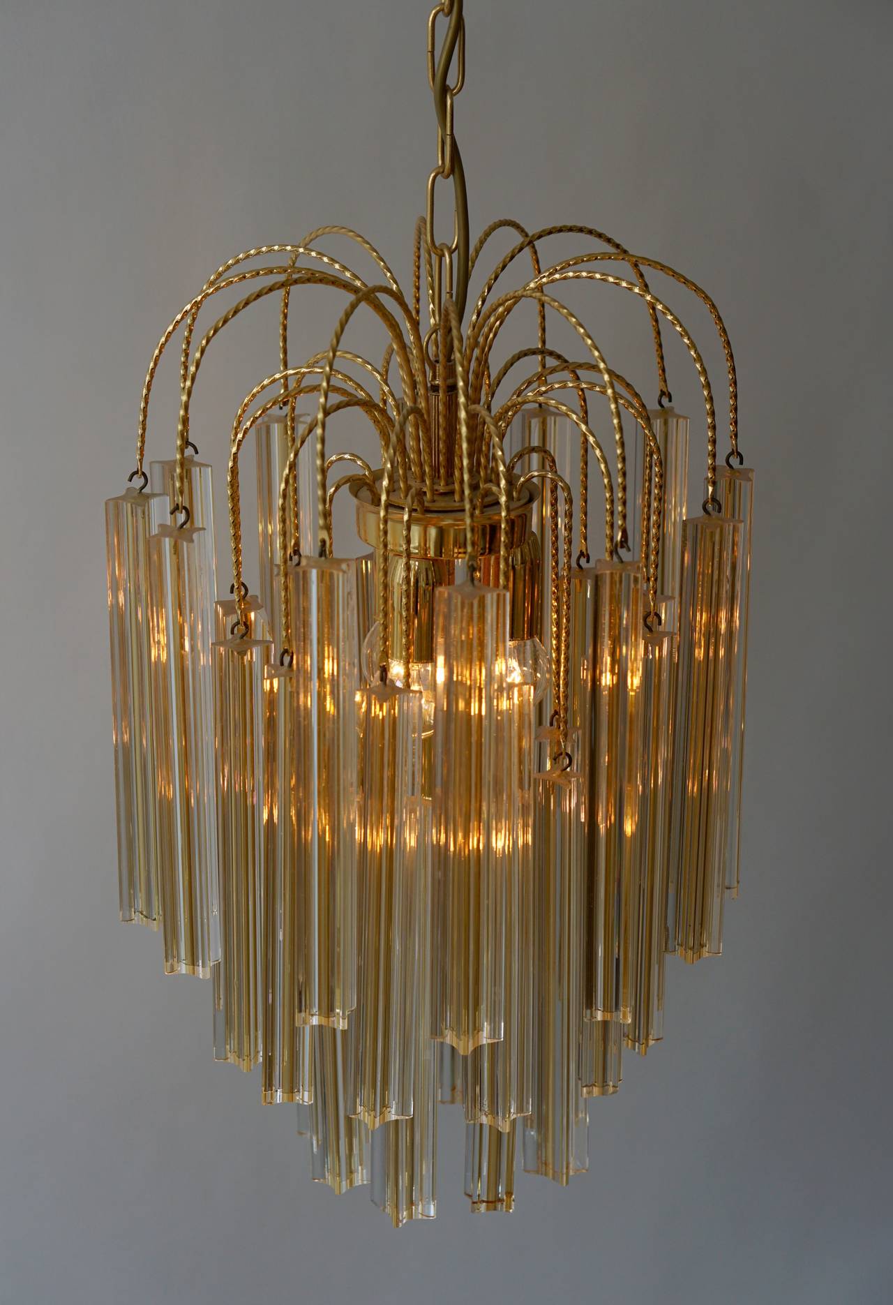 Two Cut Crystal Triedre Camer Venini Chandeliers In Good Condition In Antwerp, BE