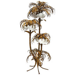 Gilt Metal Palm Tree Floor Lamp in the Maison Jansen Style