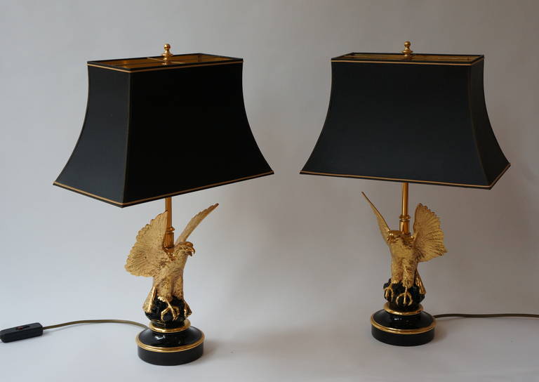Hollywood Regency Two Table Lamps by Maison Jansen For Sale