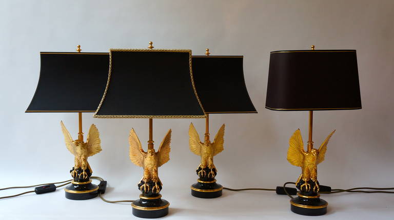 Laiton Deux lampes de table de la Maison Jansen en vente