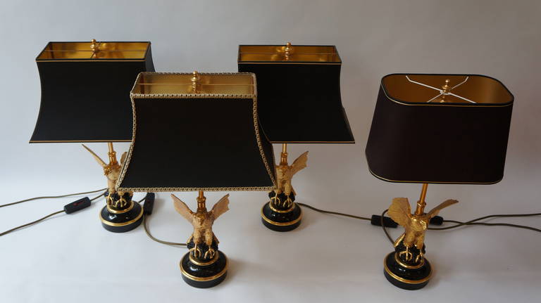 Brass Two Table Lamps by Maison Jansen For Sale
