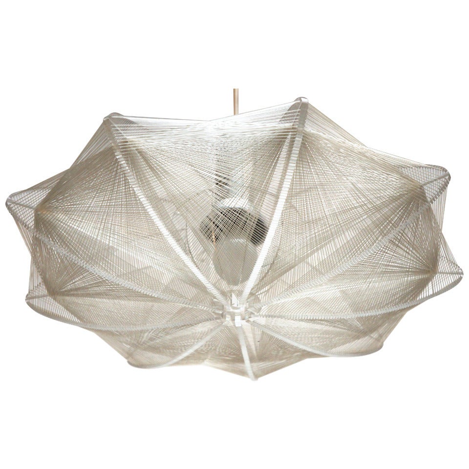 Mid-Century Ufo Form String and Lucite Hanging Light Fixture