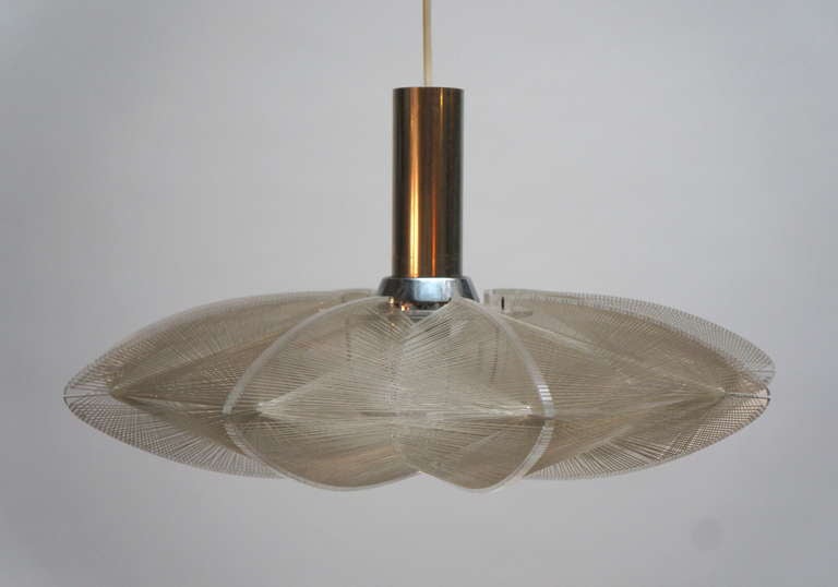Mid-Century Modern Mid-Century Ufo Form String and Lucite Hanging Light Fixture
