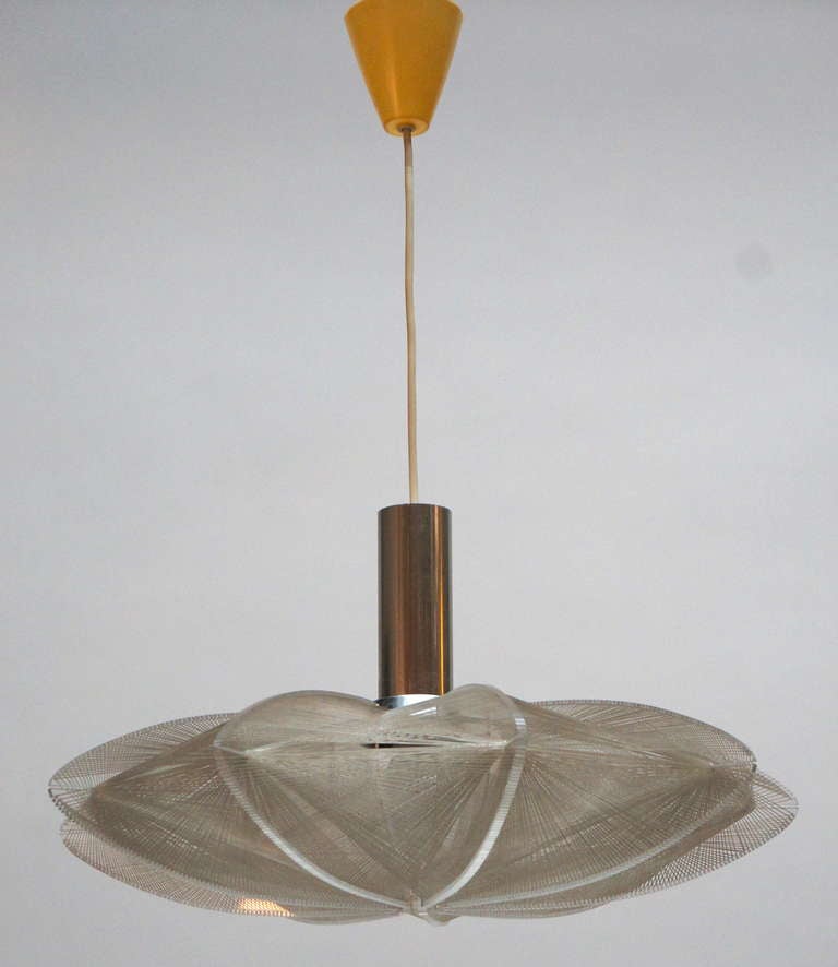 Late 20th Century Mid-Century Ufo Form String and Lucite Hanging Light Fixture