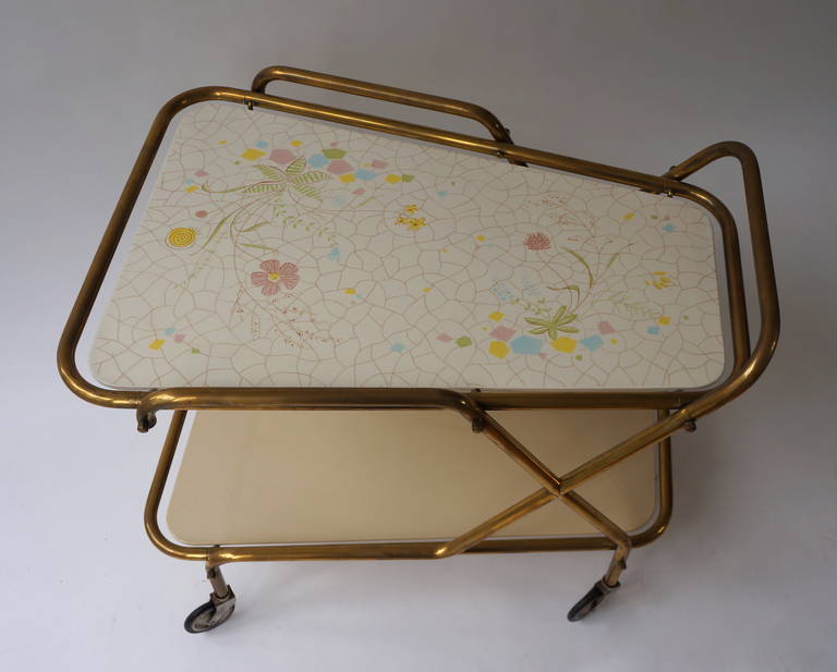 Italian Brass Serving Table or Liquor Trolley For Sale 1