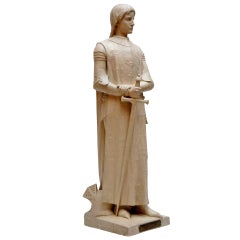 Gipsskulptur in Lebensgröße, die Jeanne d'Arc repräsentiert