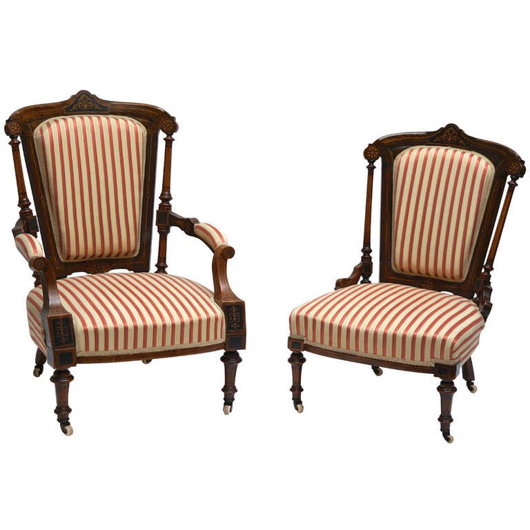 Refined Set of Two Victorian Low Chairs For Sale at 1stdibs