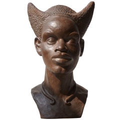 Antique Bust of a Congolese Mangbetu Woman by F.X. Goddard 