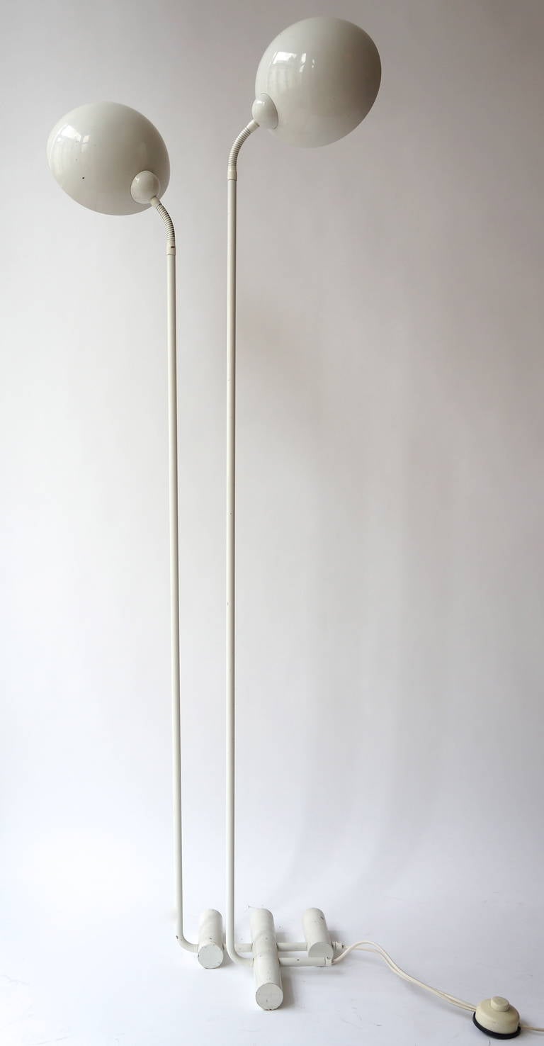 1960s white metal floor lamp.