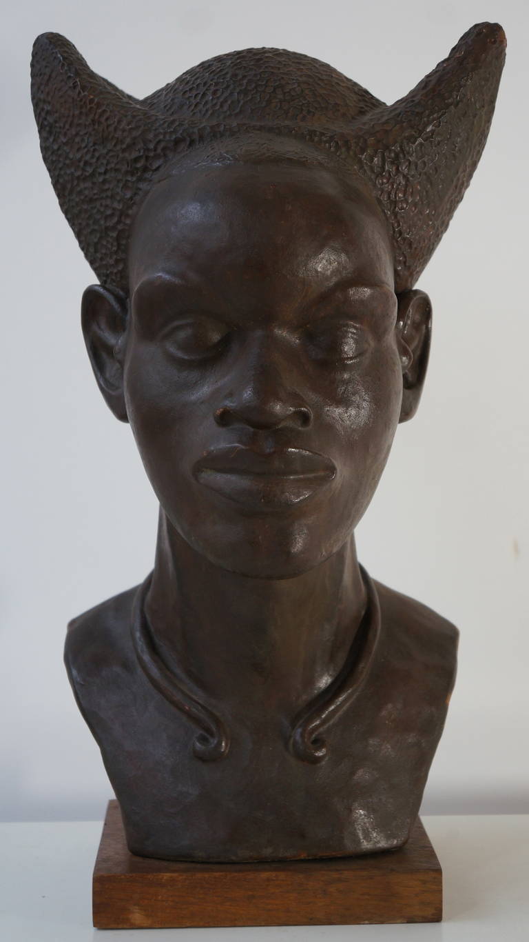 20th Century Bust of a Congolese Mangbetu Woman by F.X. Goddard  For Sale