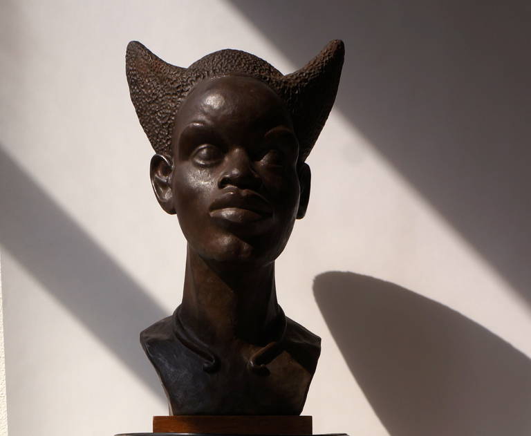 Plaster Bust of a Congolese Mangbetu Woman by F.X. Goddard  For Sale