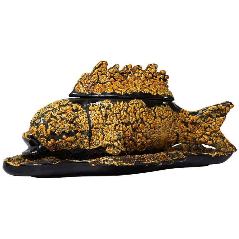 Vallauris Decorative Ceramic Fish Bowl For Sale