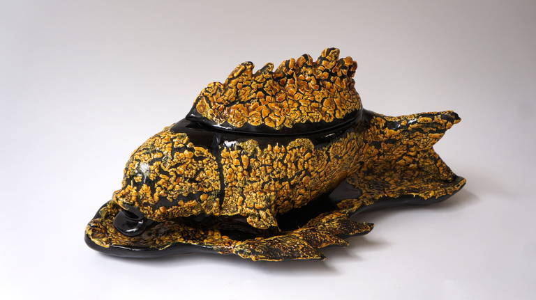 Vallauris decorative ceramic fish bowl.